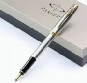 Parker Sonnet Series Rollerbal Pen Stainless Steel Gold Clip 0.5mm Black Ink