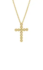 [Octavia Elizabeth] 18K Yellow Gold Diamond Small Nesting Gem Cross Necklace