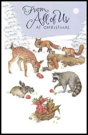 Greeting Card - Chipmunk Deer Fox Rabbit Raccoon Squirrel - Christmas 0872