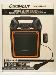 NEW CHROMACAST CC-PPA-60 PORTABLE 60 WATT BLUETOOTH PA SPEAKER & MICROPHONE