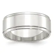 Silver 8mm Flat with Step Edge Size 10.5 Band QWFE080