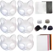 Furry Animal Masque Kit | 18x/Set Funny Creative Arts Crafts - Blank Cat Masque Set, Animal Costume Accessory for Crafting, Party, Halloween