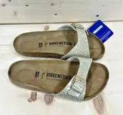 Birkenstock Sandals Womens US 4-4.5 EU 35 Madrid Magic Snake Gold Birko Floor