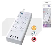 Sansai 6 Outlets 4 USB Outlets Surge Protected Powerboard Master On/Off switch Surge and overload protected 230-240VAC IV Retail box PAD-4066E