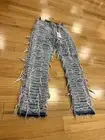 Heavy Ripped Distressed Stacked Flare Denim Baggy Thrashed Jeans Men's Size 38