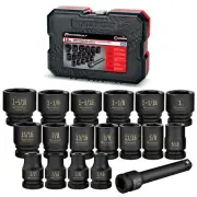 Powerbuilt 18 Pc 1/2" Drive SAE Impact Socket Set, Chrome Moly Steel - 940837