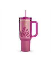 BARBIE 40 Oz STANLEY CUP Pink Glitter Flowstate Quencher H2.O Tumbler
