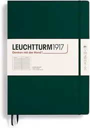 LEUCHTTURM1917 Master Classic 370265 Notebook (A4+) Hardcover, 235 Numbered Pages, Forest Green, Lined