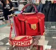 MICHAEL KORS MANHATTAN MEDIM TOP HANDLE SHOULDER CROSSBODY BAG CRIMSON PATENT