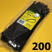 200 mm x 3 mm Cable wire zip tie x 200 Black UV Nylon Tridon CTP24