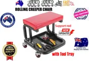 Padded Rolling Creeper Garage Mechanics Roller Seat Stool Chair with Tool Tray