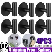 4PCS Stainless Steel Wall Hooks with Adhesive Bathroom Suction Hook Towel Holder