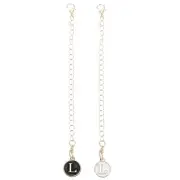2pcs Bag Hanging Chain Gold Decorative L Letter Charm Chain Strap, White & Black
