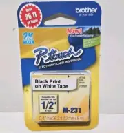 Brother M231 P-Touch Label Tape, MK-231W Black on White