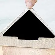 Rug Gripper, 10 Pcs Double Sided Anti Curling Non Slip Reusable Rug Pad, Washable Rug Tape for Hardwood Floors, Tile Floors, Carpets, Floor Mats, Wall (Black)