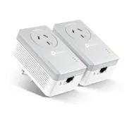TP-LINK TL-PA4010PKIT AV600 Powerline Adapter with AC Pass Through Starter Kit 600Mbps HomePlug AV 1x100Mbps LAN Power Socket 300m TL-PA4016P KIT