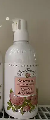 crabtree evelyn rosewater hand and body lotion 8.5 oz new