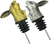 CATIEBYE 2pcs Rabbit Head Wine Pourers Stainless Steel Bunny Shaped Pourer Spouts for Wine Soda and Oil Easy to Clean Lightweight and Airtight Seal for Bottle