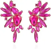 [met-edianger] Vintage Rhinestone Statement Earrings Retro Big Cluster Crystal Drop Dangle Earrings for Women
