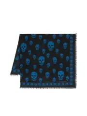Alexander Mcqueen Skullprint Frayed Scarf