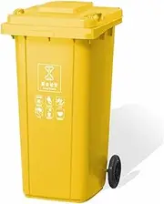 30L/50L/80L/100L/120L/240L Outdoor Garbage Cans with Lids and Wheels Heavy-Duty Wheeled Trash Can with Lid, for Restaurants/Hospitals/Offices/Back of House/Warehouses/Home(Yellow,240L)