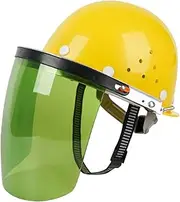 Oshhni Face Shield Face Protector with Hard Hat Adjustable Headgear Welding Helmet for Gardening Mechanical Industry Mining Trimming, Green visor
