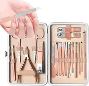 Cileznw Nail Grooming Kit | Set Of 18 Mens Grooming Kit - Stainless Steel Portable Thick Nail Scissors Toiletries With Luxurious Travel Case For Men Women Parent