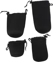 LABRIMP 4pcs Camera Lens Case Camera Lens Pouch Lens Bags Lens Protector Pouch Waterproof Lens Pouch Lens Case for Camera Neoprene Black