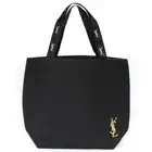 Black Gold Embroidery Logo Novelty Tote Bag Yves Saint Laurent YSL Japan F/S New