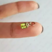 Octagon Natural Peridot Charm for Pendant,Necklace,Earring,Hoop 14k Yellow Gold