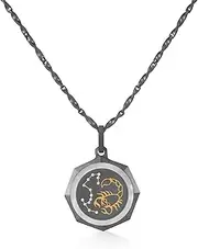 [AuTiC] Scorpio Zodiac Sign Titanium Pendant – 22K Gold Inlay with Diamond and Mother of Pearl, Birthstone