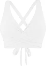 [Generic] Plus Size Bathing Suits Women with Underwire Bikini Top Up Swim Crop Top Tie Back Bathing Suit Tops Control Tummy Swimsuits for Women