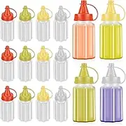 UKQRRTC 16Pcs Condiment Squeeze Bottles Portable Mini Sauce Bottles with Lids Plastic Condiment Bottles Kitchen Squirt Bottles for Sauce Ketchup Honey Dressing Oil