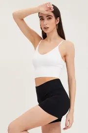 White Crop Singlet Top Seamless - Size XL, Women's Bralette