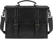 [Lubardy] Leather Messenger Bag For Men 15.6 Inch Leather Laptop Shoulder Bag Computer Bag Business Briefcases Satchel Bag Work Bags Black