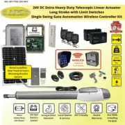 24V Solar Powered Gate Opener with Metal Gears Wireless Controller Kit