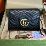 免運 GUCCI 古馳 GG MARMONT 黑色 WOC 鏈條 單肩包/斜背包 474575 信封包/鏈條包/