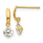 Madi K Kid's Earrings 14k Yellow Gold Madi Cubic Zirconia Dangle Post Dangle