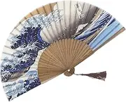 [STKARCV] 1PC Japanese Style Silk Fan Vintage Folding Hand Held Flower Fan Home Decoration