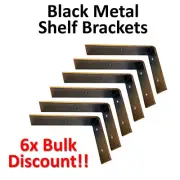 (6) Black Metal Shelf Brackets A - 3 Sizes 6" 8" 10" Farmhouse Rustic Industrial