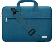 MOSISO Laptop Shoulder Bag Compatible with MacBook Air/Pro,13-13.3 inch Notebook,Compatible with MacBook Pro 14 inch 2023-2021 A2779 M2 A2442 M1, Polyester Sleeve with Back Trolley Belt, Deep Teal