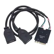 M.2 A+E Key Adapter to Double USB 2.0 Output Expansion Card Converter Cable
