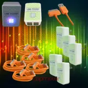 5X 4 USB PORT AC WALL ADAPTER+3FT CABLE CHARGER SYNC ORANGE FOR IPHONE IPOD IPAD