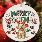 Merry Woofmas Labrador Retriever Dog Paws Lover Christmas Ornament Gift Decor