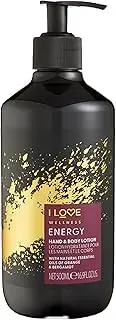 I Love Wellness ENERGY Hand & Body Lotion, Natural Essential Oils Of Orange & Bergamot, With Avocado Oil & Shea Butter, Energising Blend, Vegetarian & Vegan-Friendly 19.91 fl oz