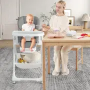 CostwayConvertible Infant Dining Chair with 7 Height for Babies and Toddlers-Grey