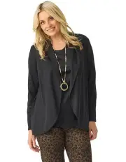 [Fella Hamilton] Hedrena Jersey Curved Hem Cardigan in Black
