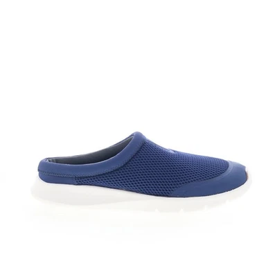 Spenco Bliss Slide SP1003BLU Womens Blue Wide Canvas Mule Flats Shoes