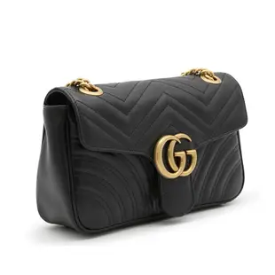 【WEEKEND】 GUCCI GG Small Marmont 皮革 中款 肩背包 黑色 443497