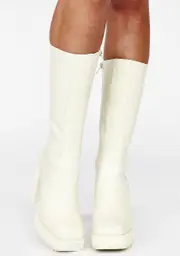 [DARKER WAVS] Filter Leather Squared Toe Platform Boots